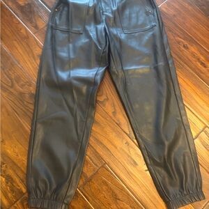 Black Faux Leather Joggers